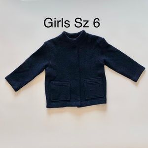 NWT Zara Girls Wool Button Up Winter Coat Jacket Navy Blue Sz 6